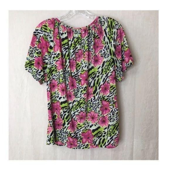 Rebecca Malone Floral Zebra Sequin Top Pink MEDIUM - Picture 2 of 8